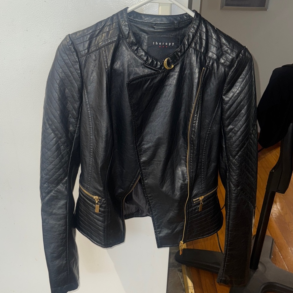 Therapy Quilted Black Leather Jacket